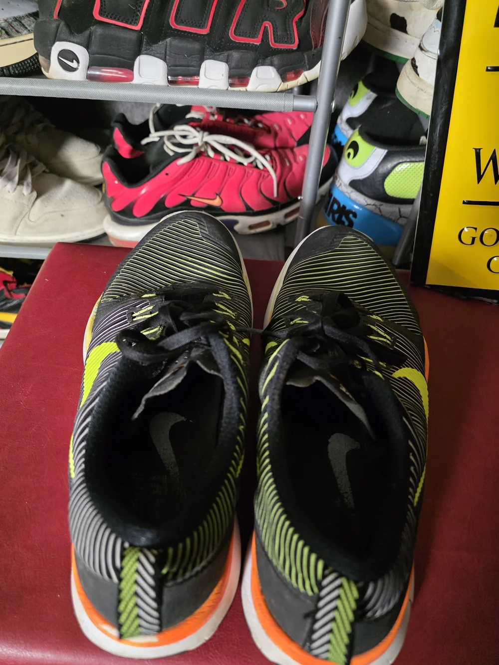 🔥 Nike Men's Free Black Neon Yellow Orange Running Sneakers Size 9.5 - Picture 6 of 9